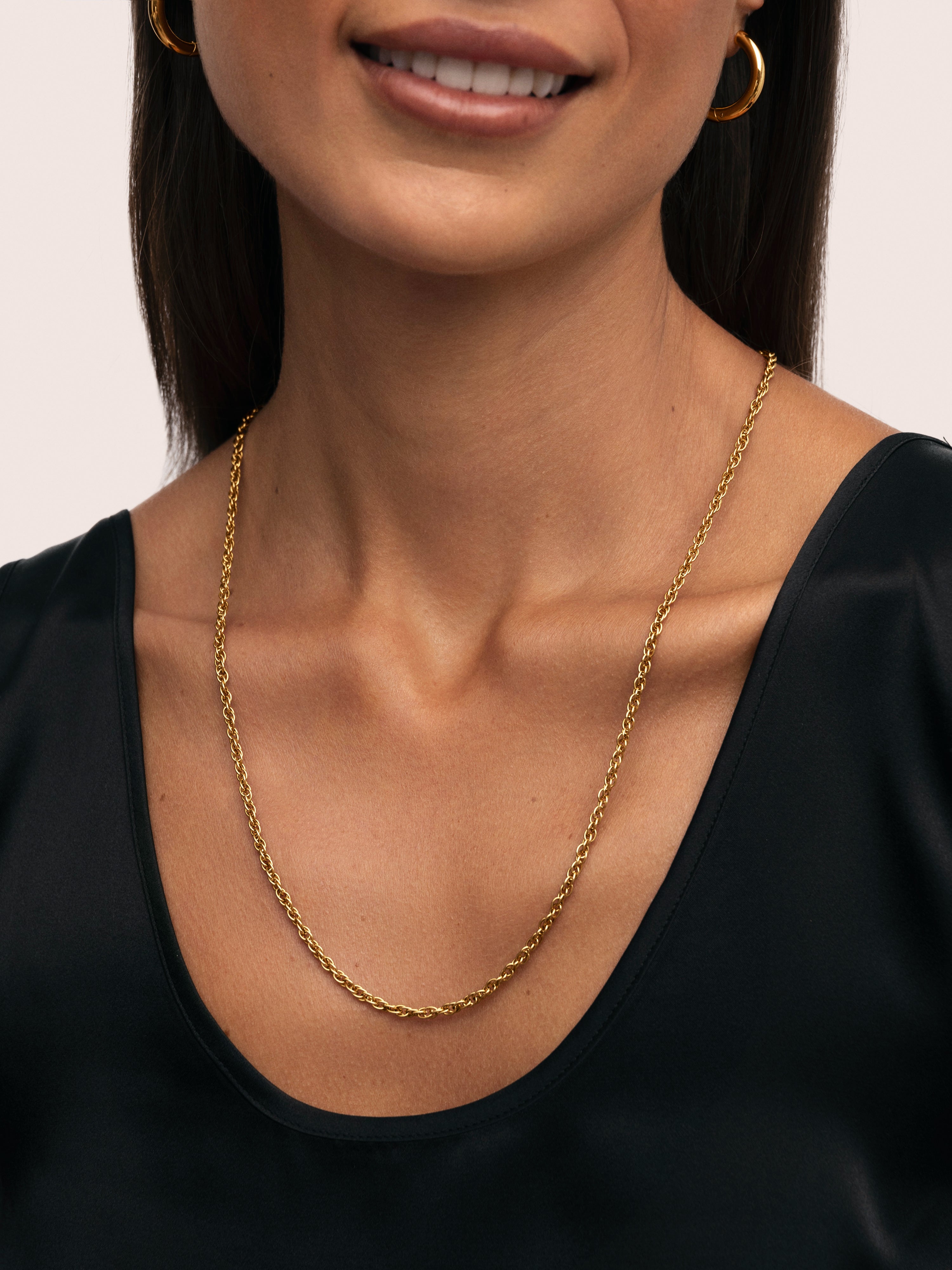 Collar Spinning Rope Chain Acero Baño Oro
