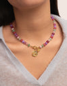 Spring Stones Stainless Steel Gold Necklace 