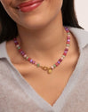 Spring Stones Stainless Steel Gold Necklace 