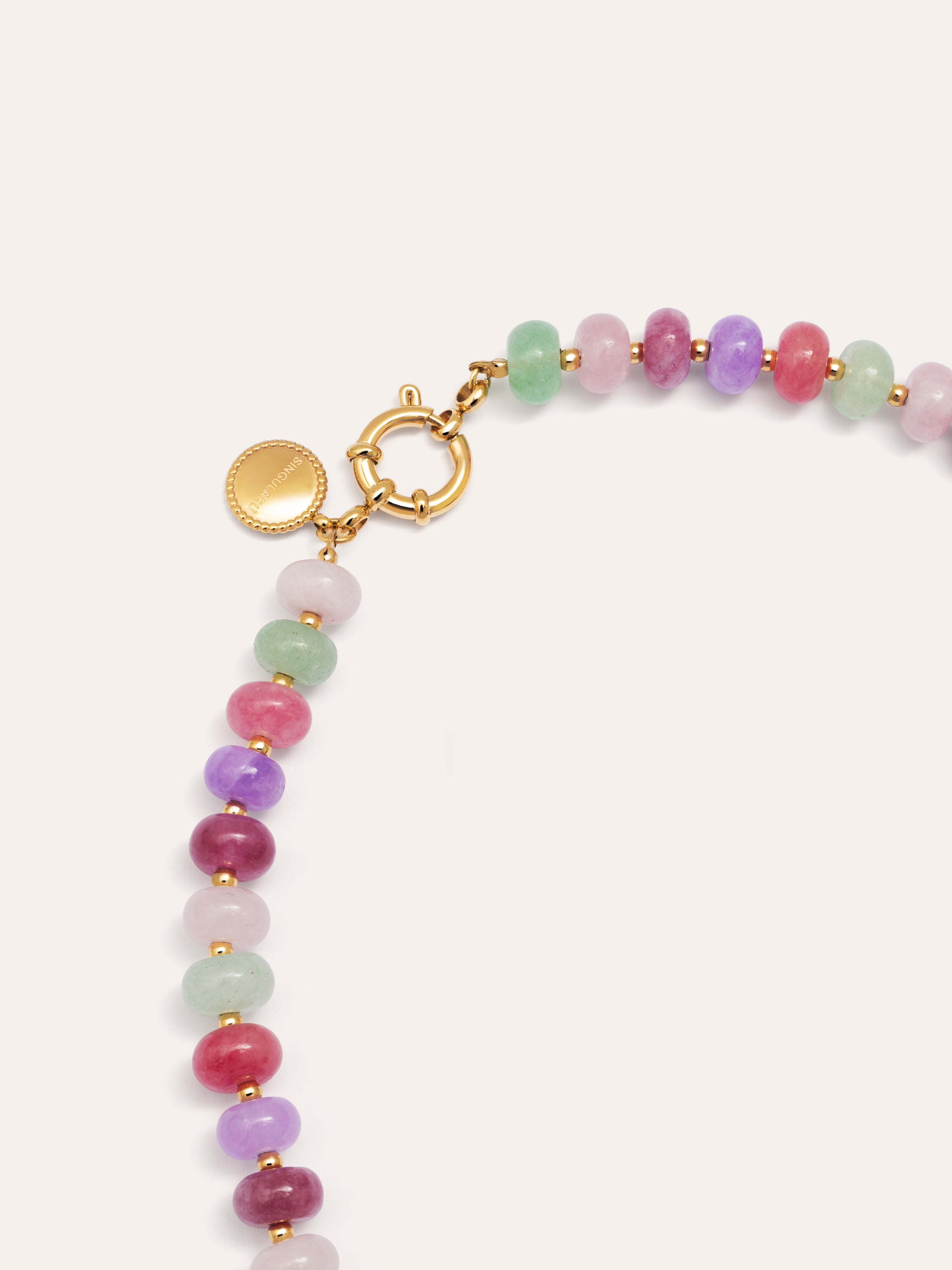 Spring Stones Stainless Steel Gold Necklace 