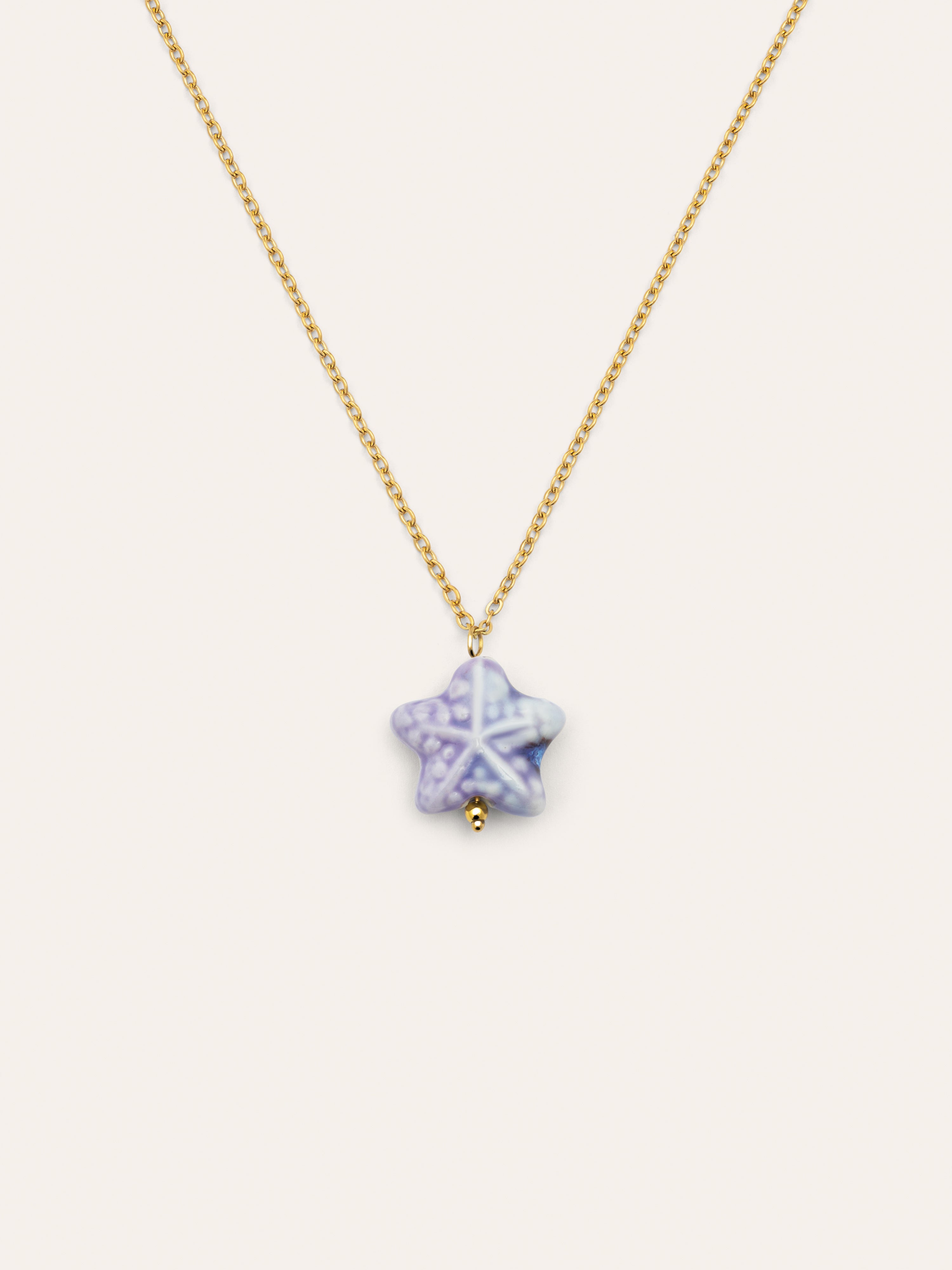 Collar Starfish Blue Acero Baño Oro