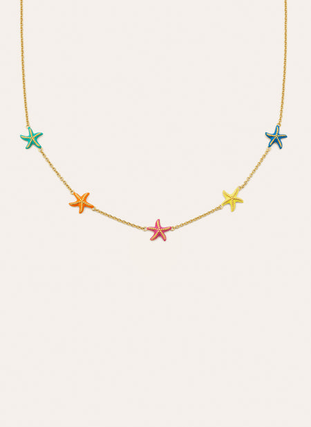 Starfish Enamel Colors Gold Necklace