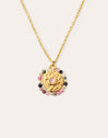 Medallion Stones Eye Stainless Steel Gold Necklace