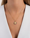 Medallion Stones Eye Stainless Steel Gold Necklace
