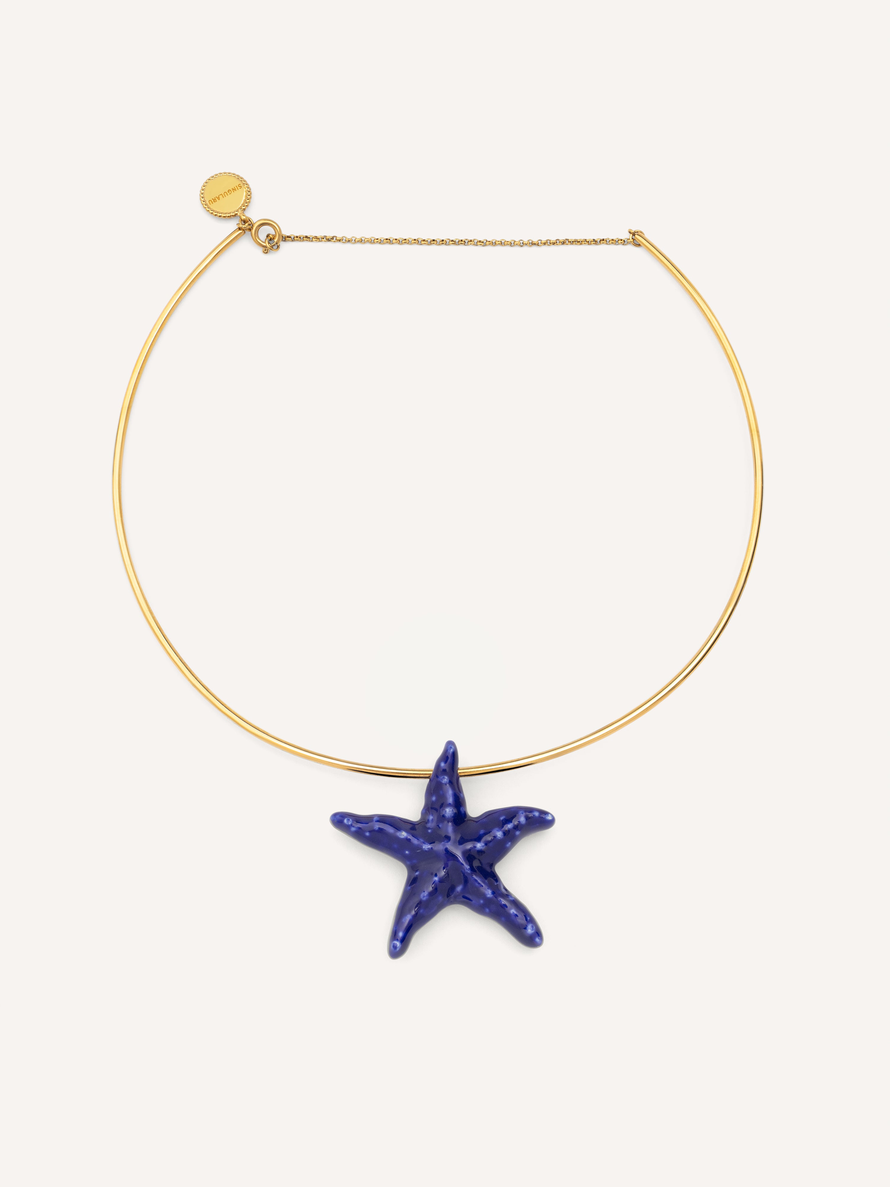Starfish Blue Stainless Steel Gold Choker