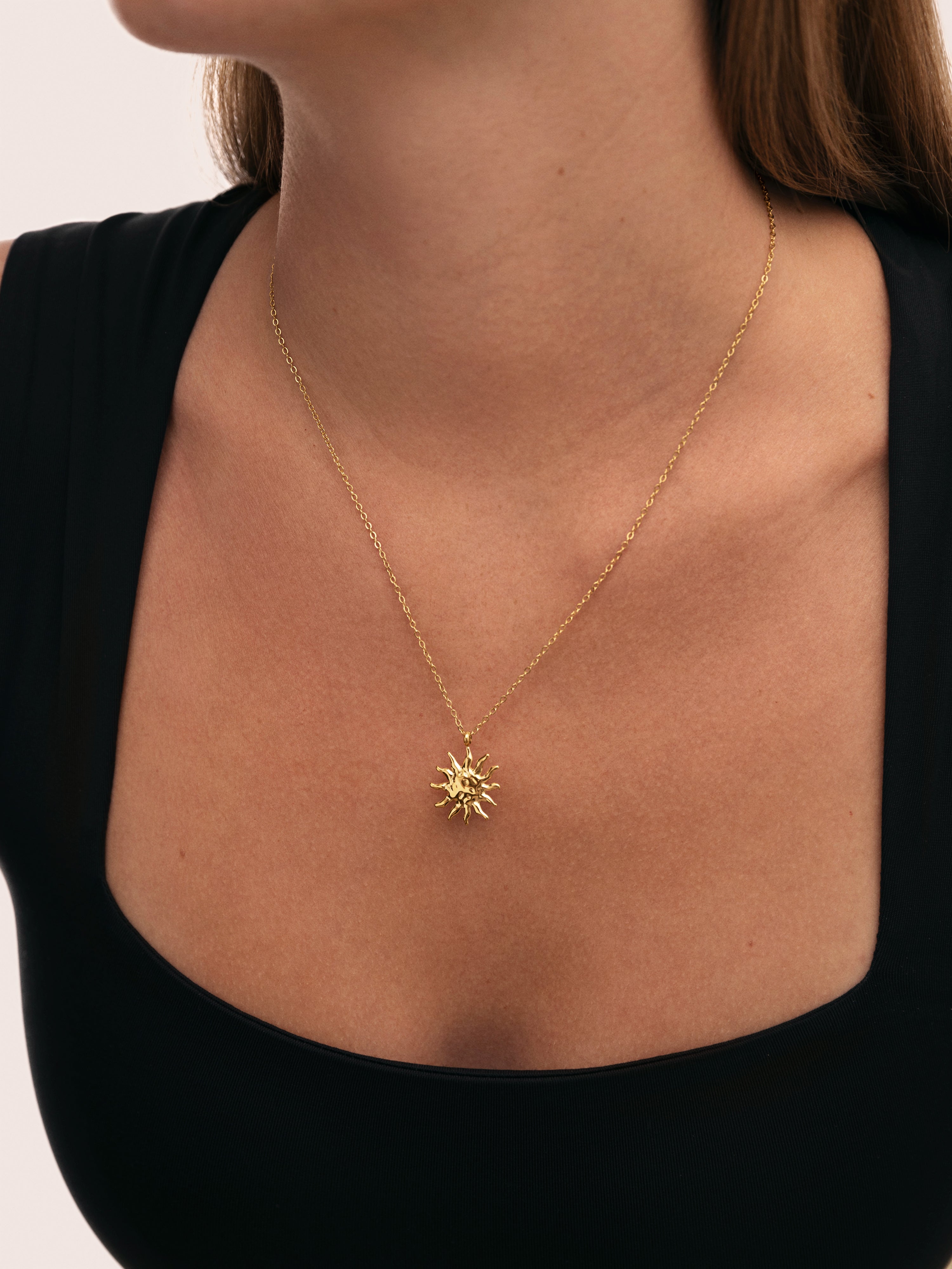 Sun Light Stainless Steel Gold Necklace