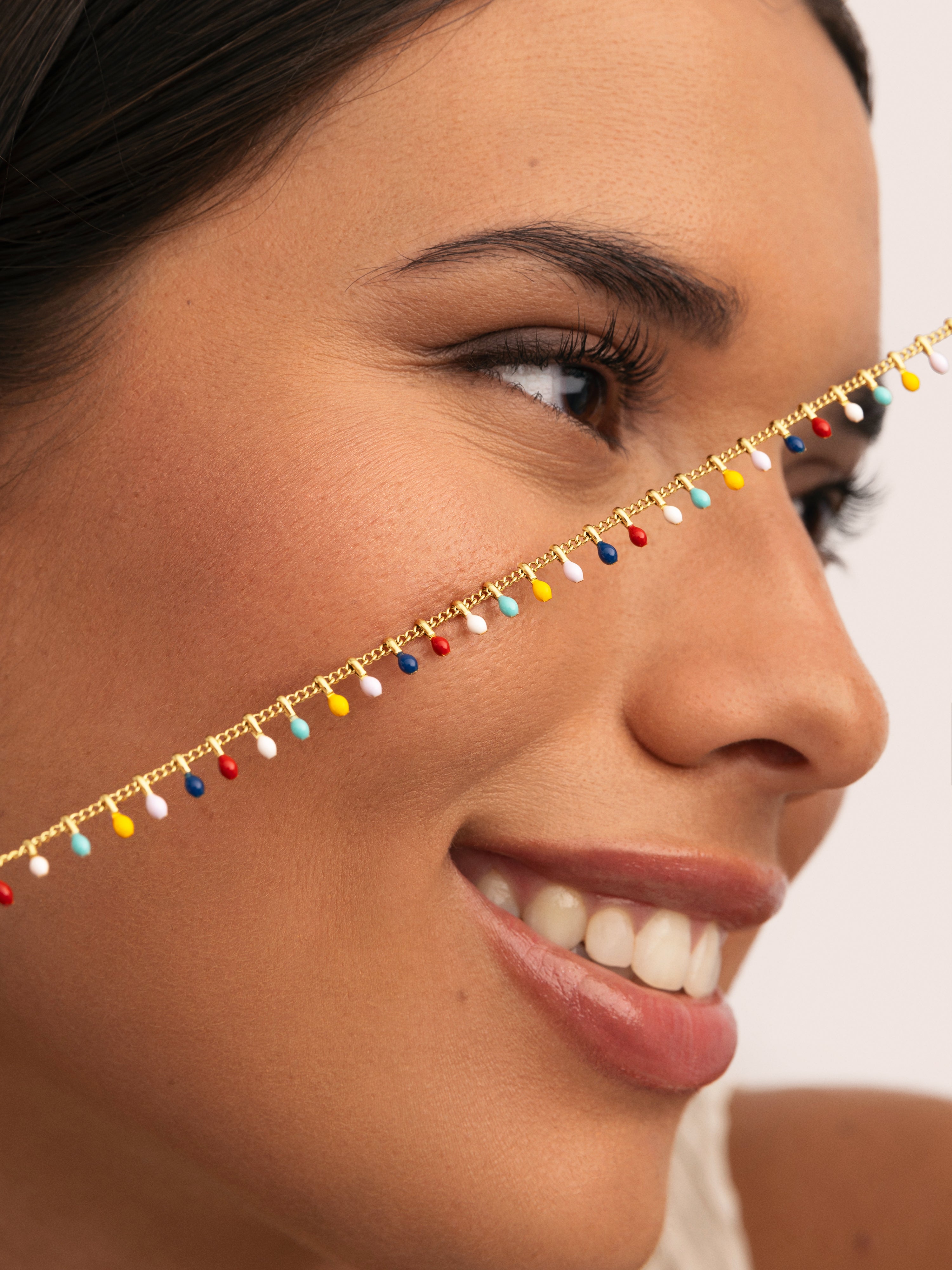Collar Swing Dots Colors Enamel Acero Baño Oro