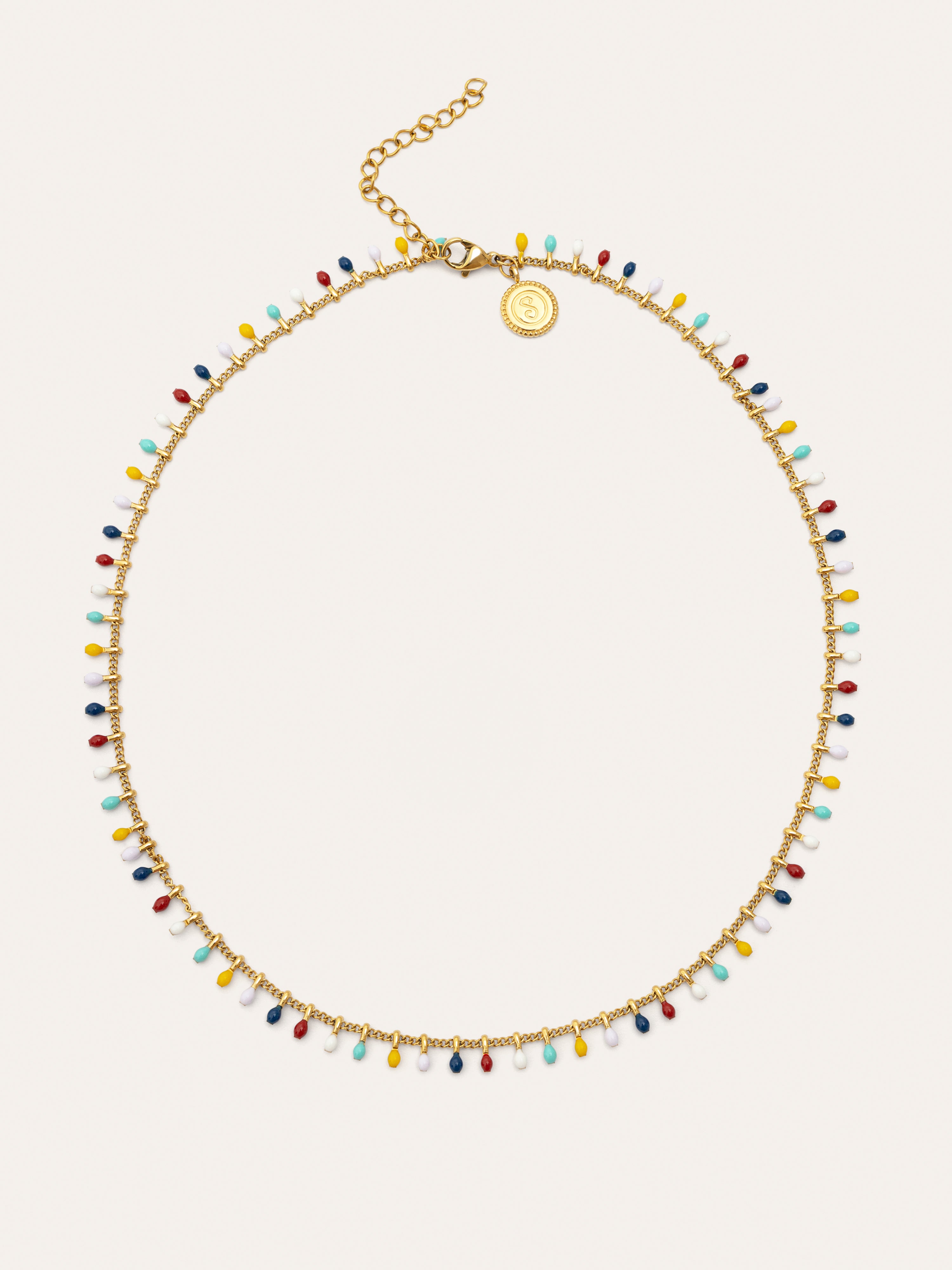 Collar Swing Dots Colors Enamel Acero Baño Oro