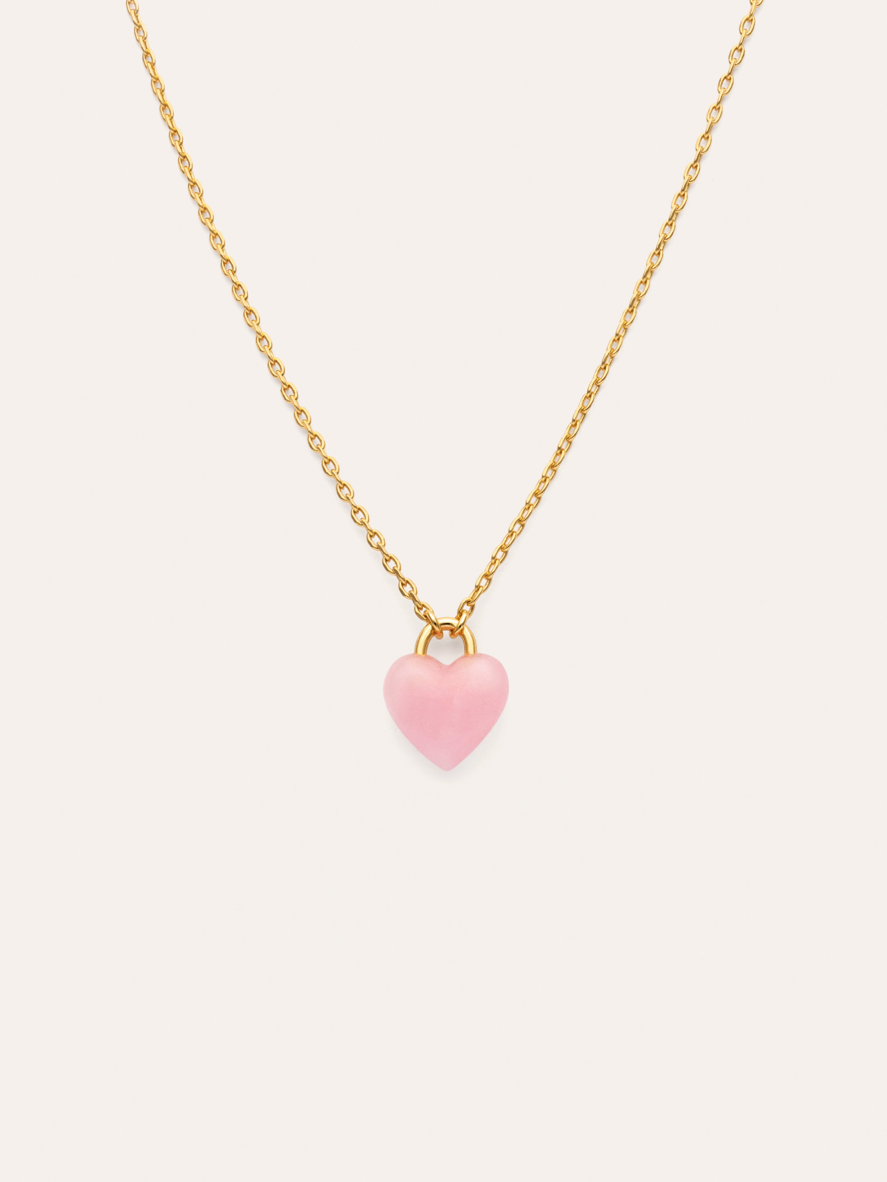 Collar Sweet Heart Pink Stone Baño Oro