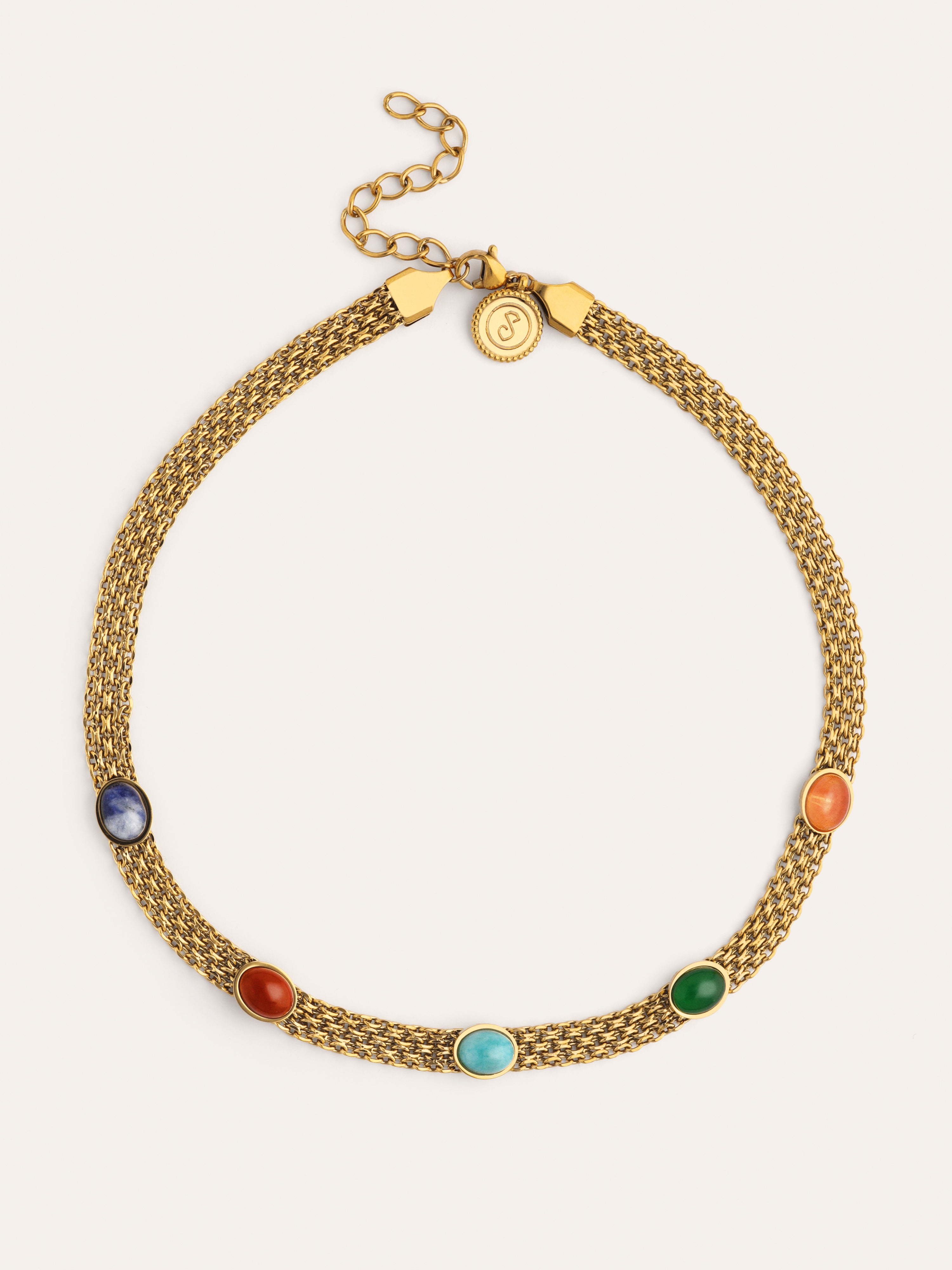 Tape Stones Stainless Steel Gold Choker 