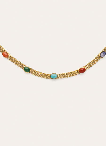 Tape Stones Stainless Steel Gold Choker 