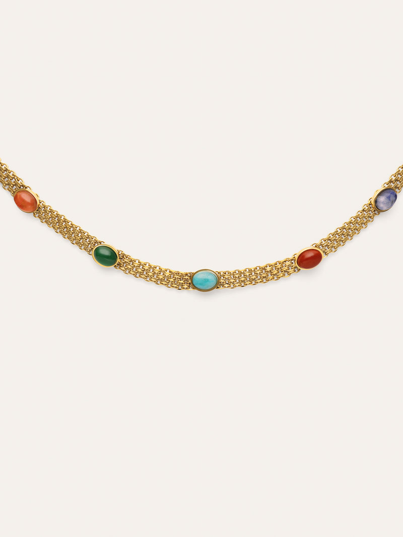 Tape Stones Stainless Steel Gold Choker 