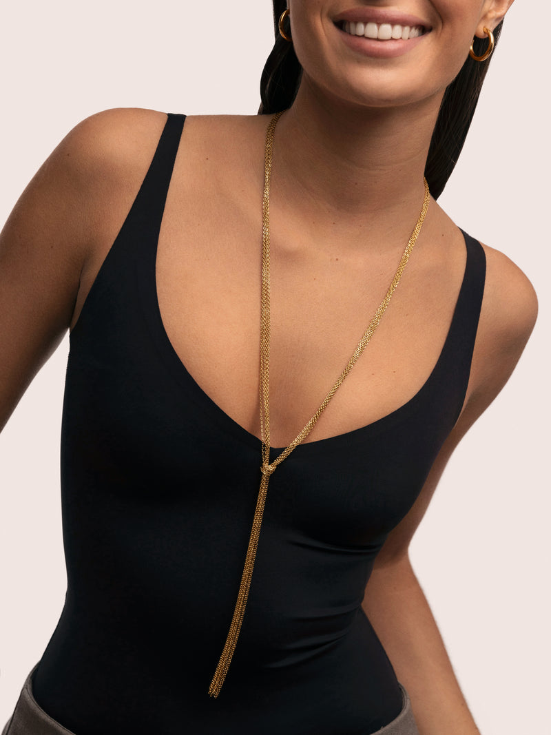 Collar Y Chains Acero Baño Oro