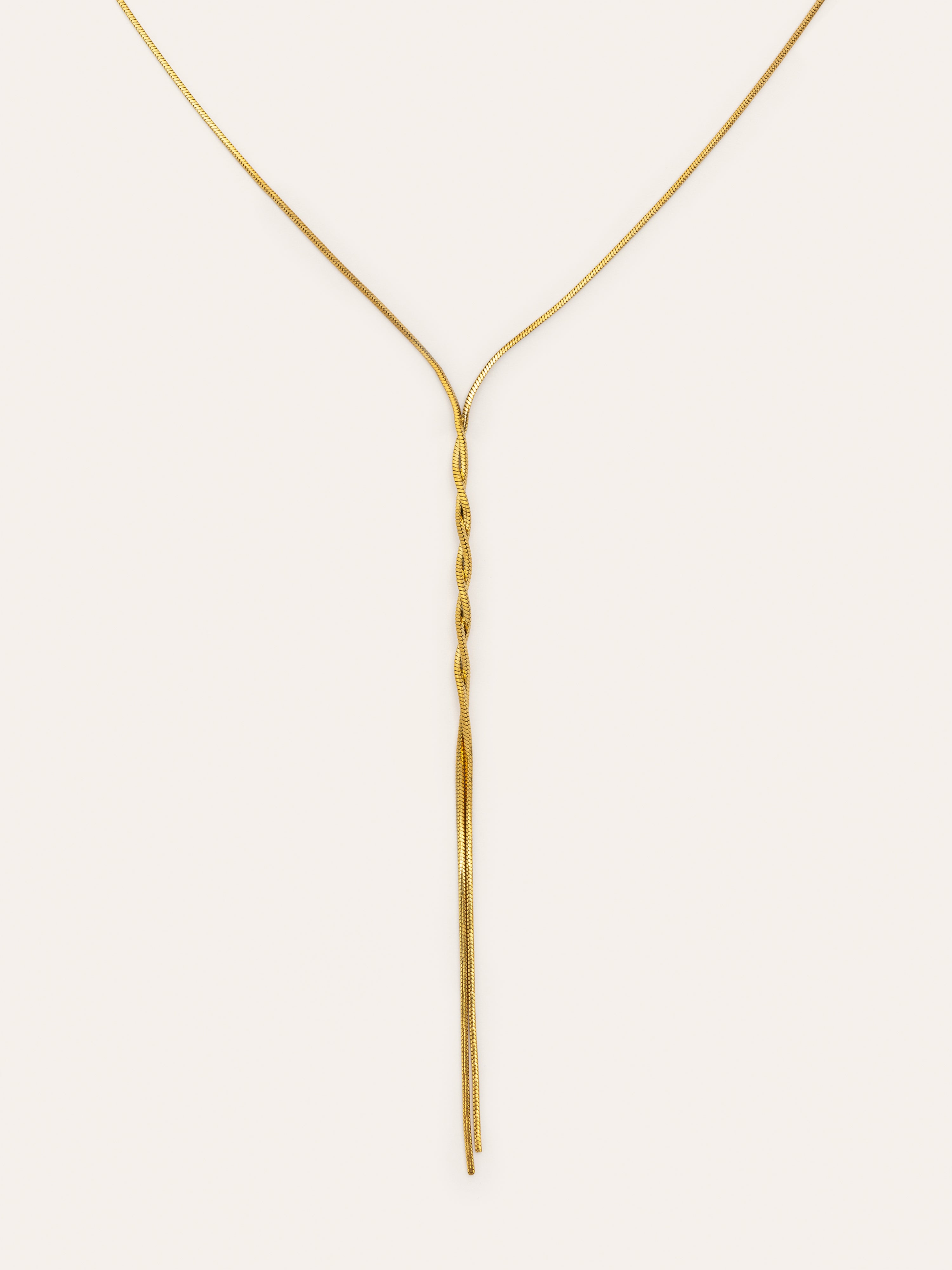 Fine Tressia Y Stainless Steel Gold Necklace