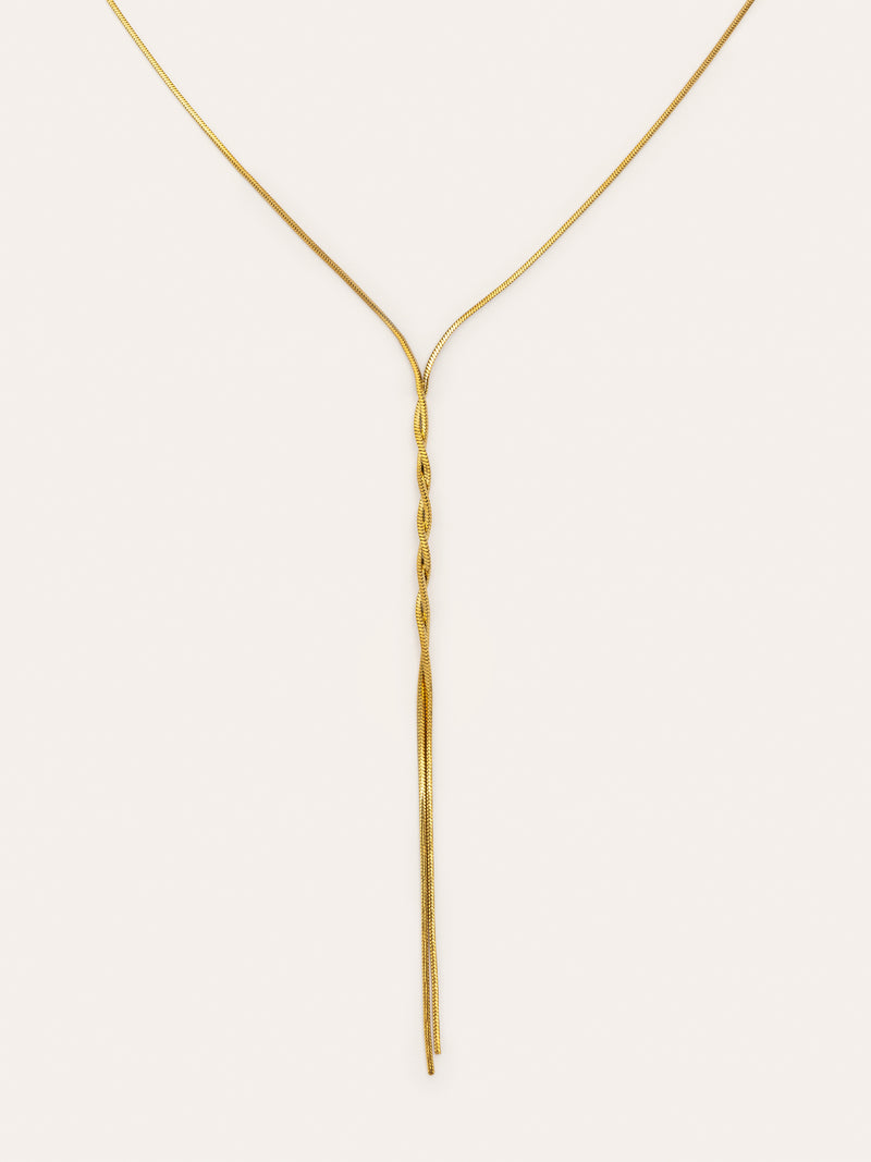 Fine Tressia Y Stainless Steel Gold Necklace