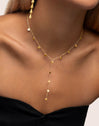 Y Mini Moon Stainless Steel Gold Necklace