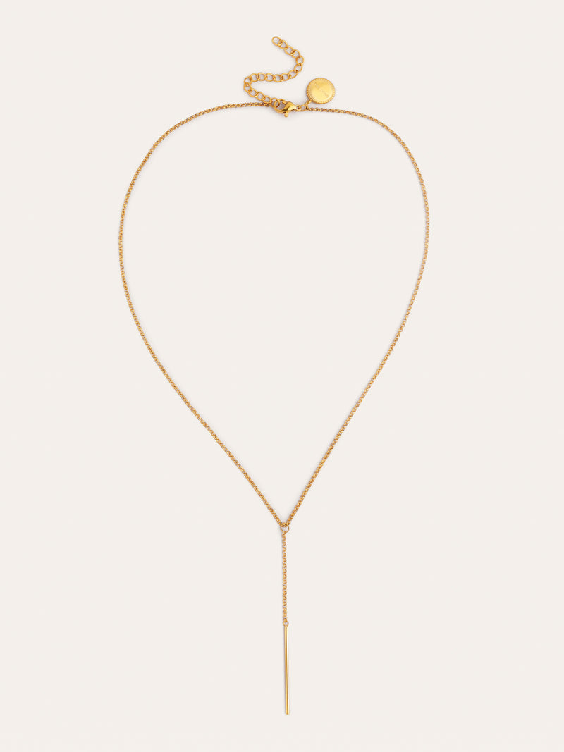 Steel Stick Y Necklace, Gold-Plated