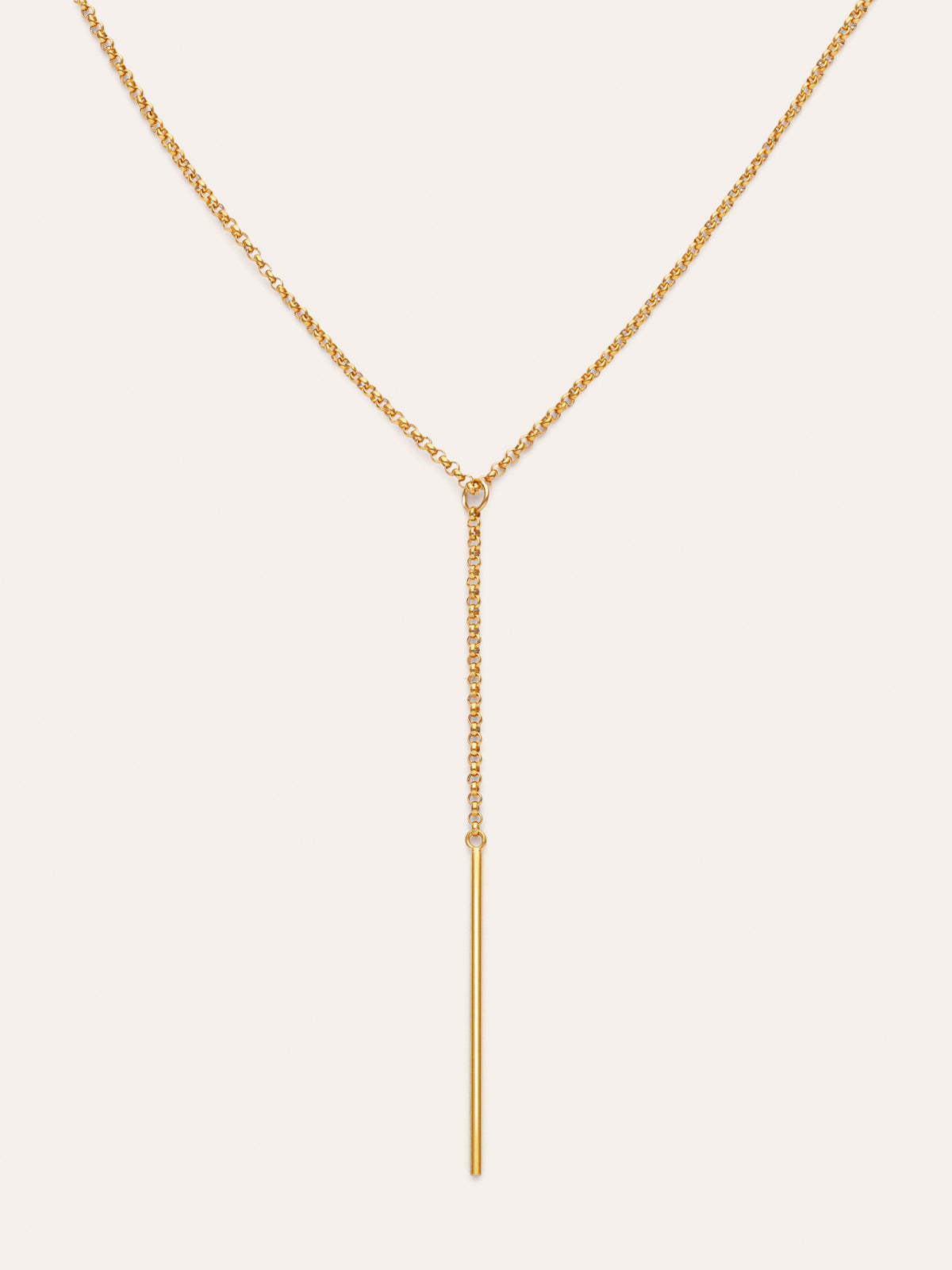 Steel Stick Y Necklace, Gold-Plated