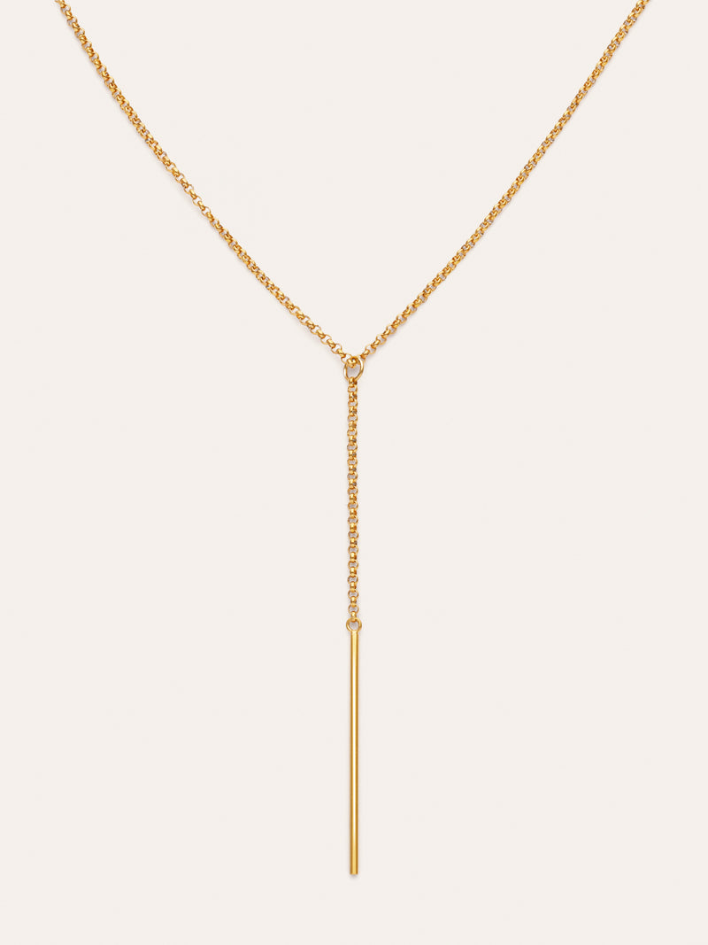 Steel Stick Y Necklace, Gold-Plated