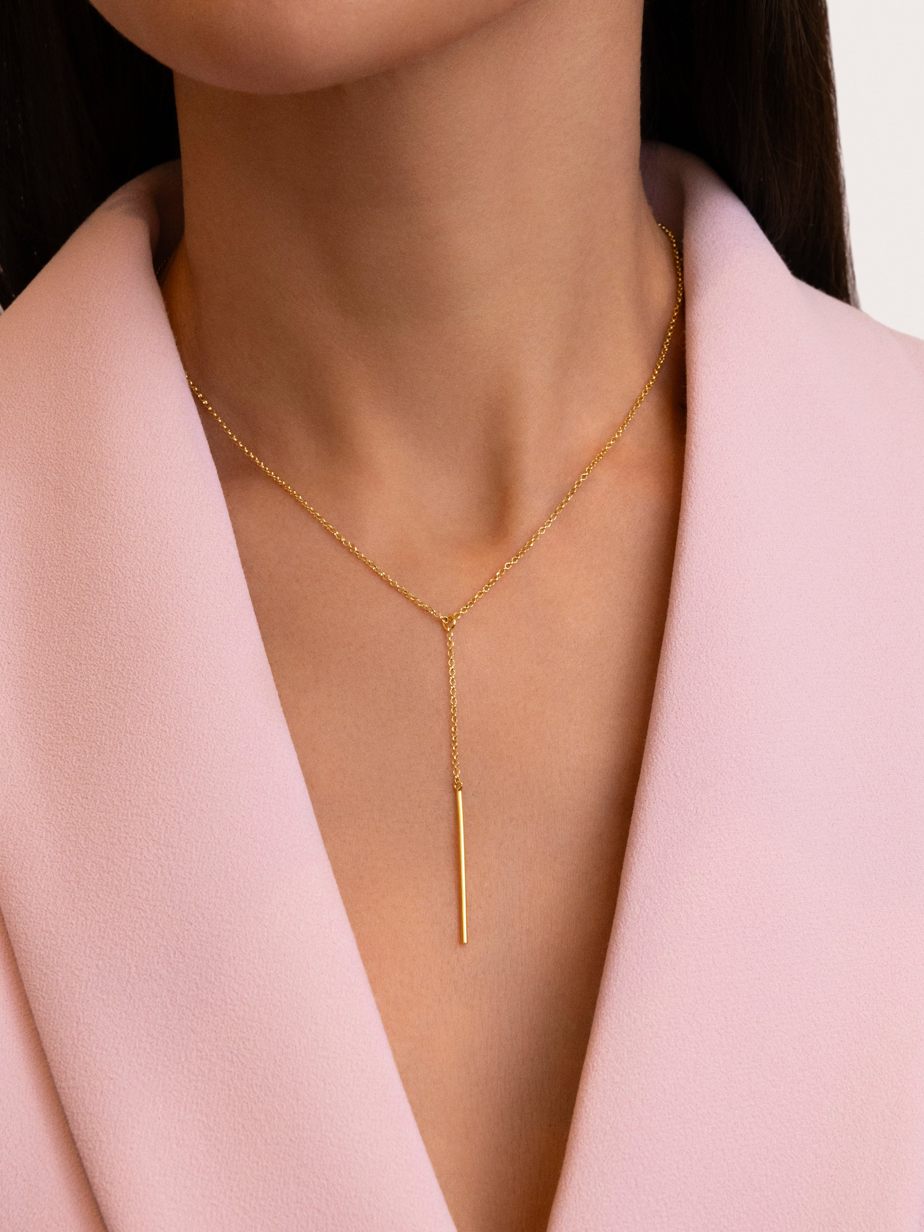 Y Stick Gold Necklace