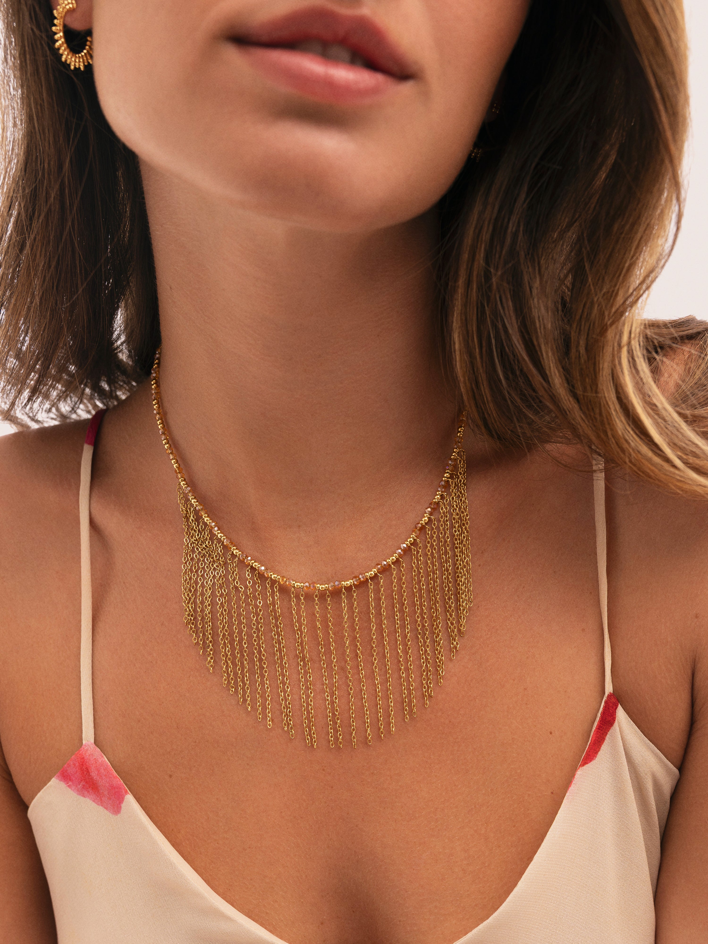 Zafira Champagne Necklace Steel Gold Plated