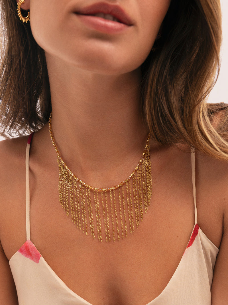Zafira Champagne Necklace Steel Gold Plated