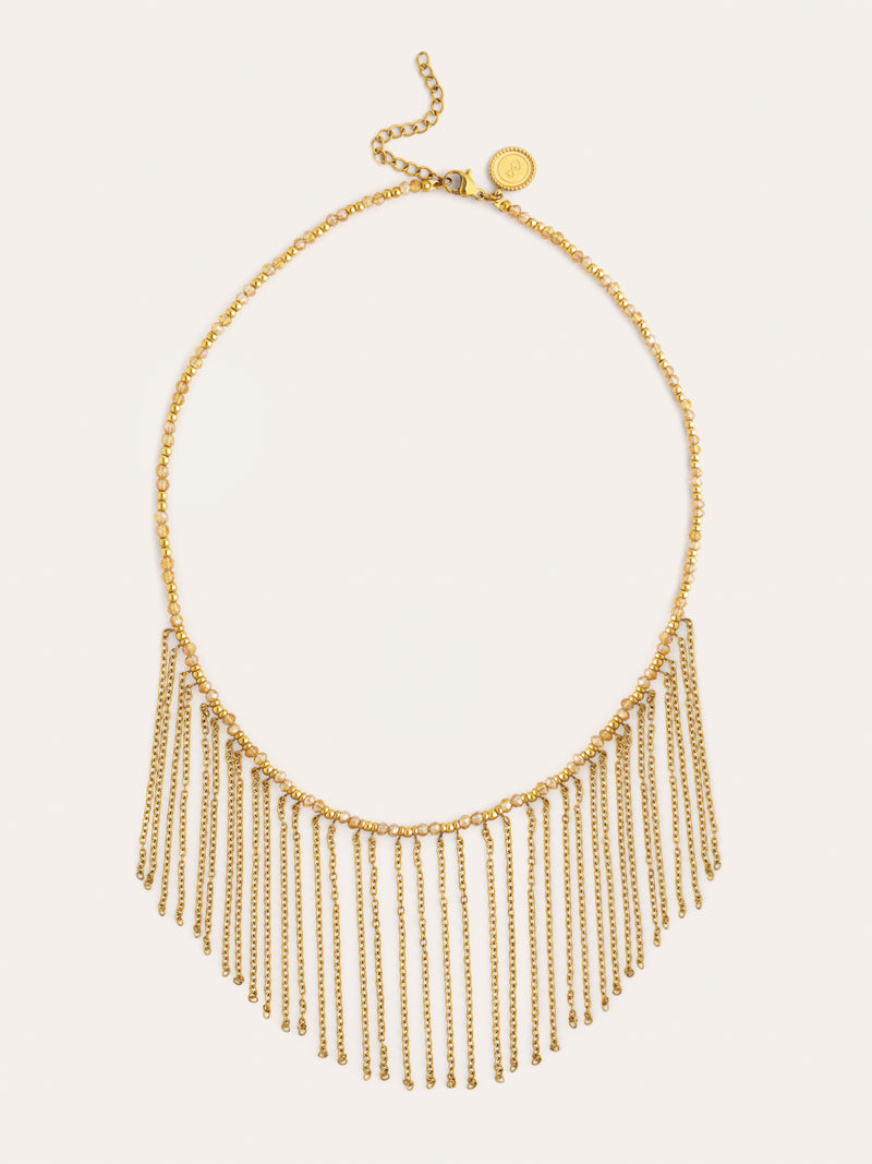 Zafira Champagne Necklace Steel Gold Plated
