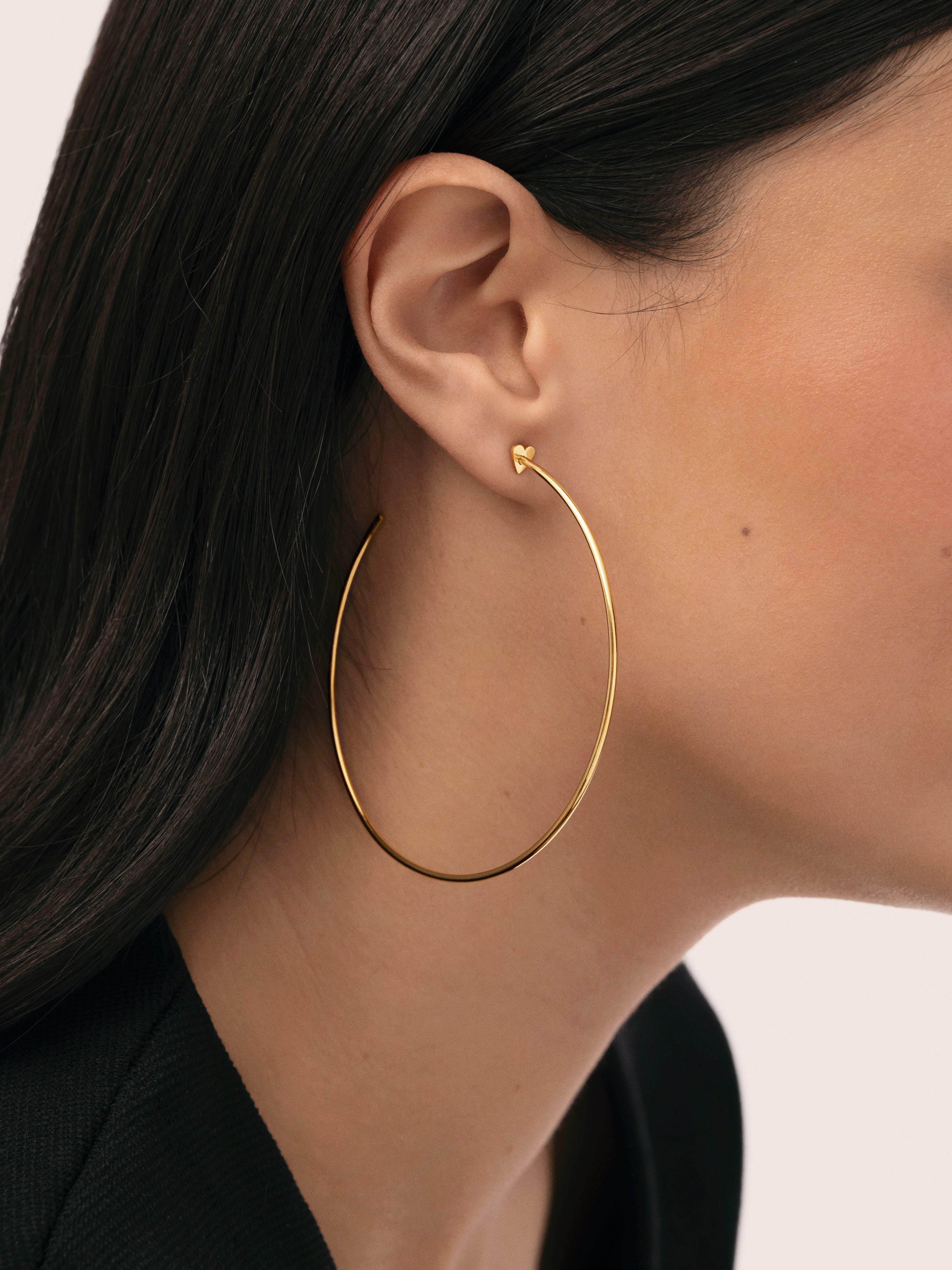 Ankara Heart XL Stainless Steel Gold Hoop Earrings