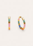 Carmen Carla Enamel Gold Plated Hoop Earrings Steel