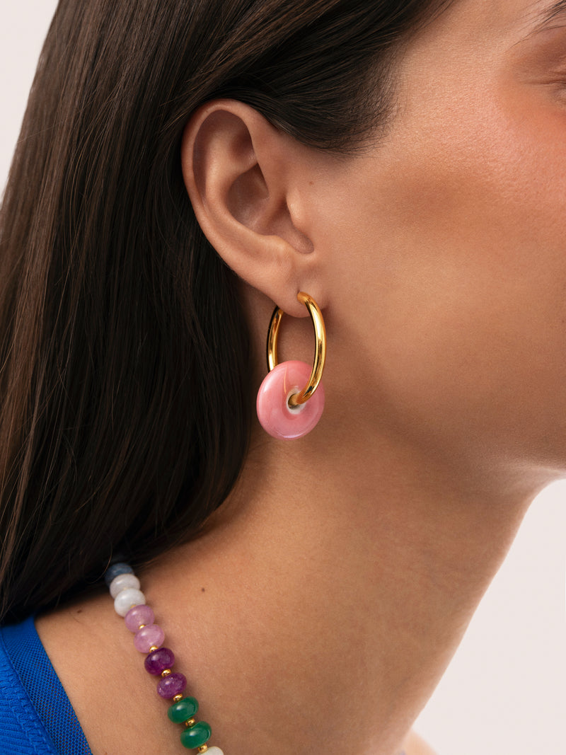 Pendientes Aro Carmen L Rosé Acero Baño Oro