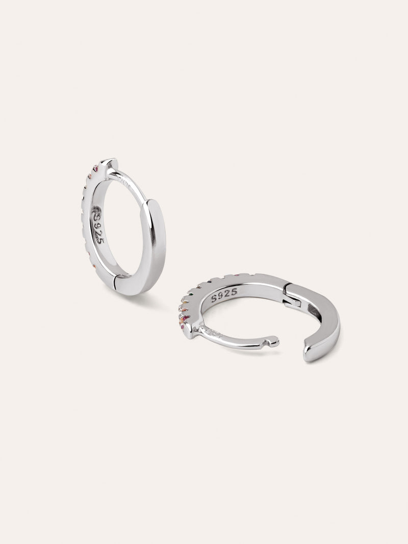 Colors Silver Hoop Earrings