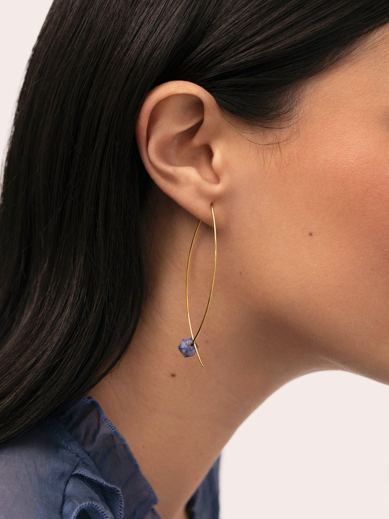 Arch Stone Hoop Earrings Stainless Steel 18kt Gold Plated