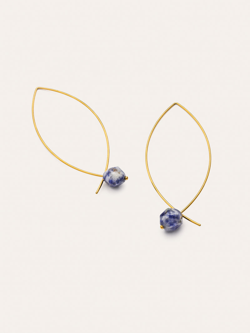 Arch Stone Hoop Earrings Stainless Steel 18kt Gold Plated
