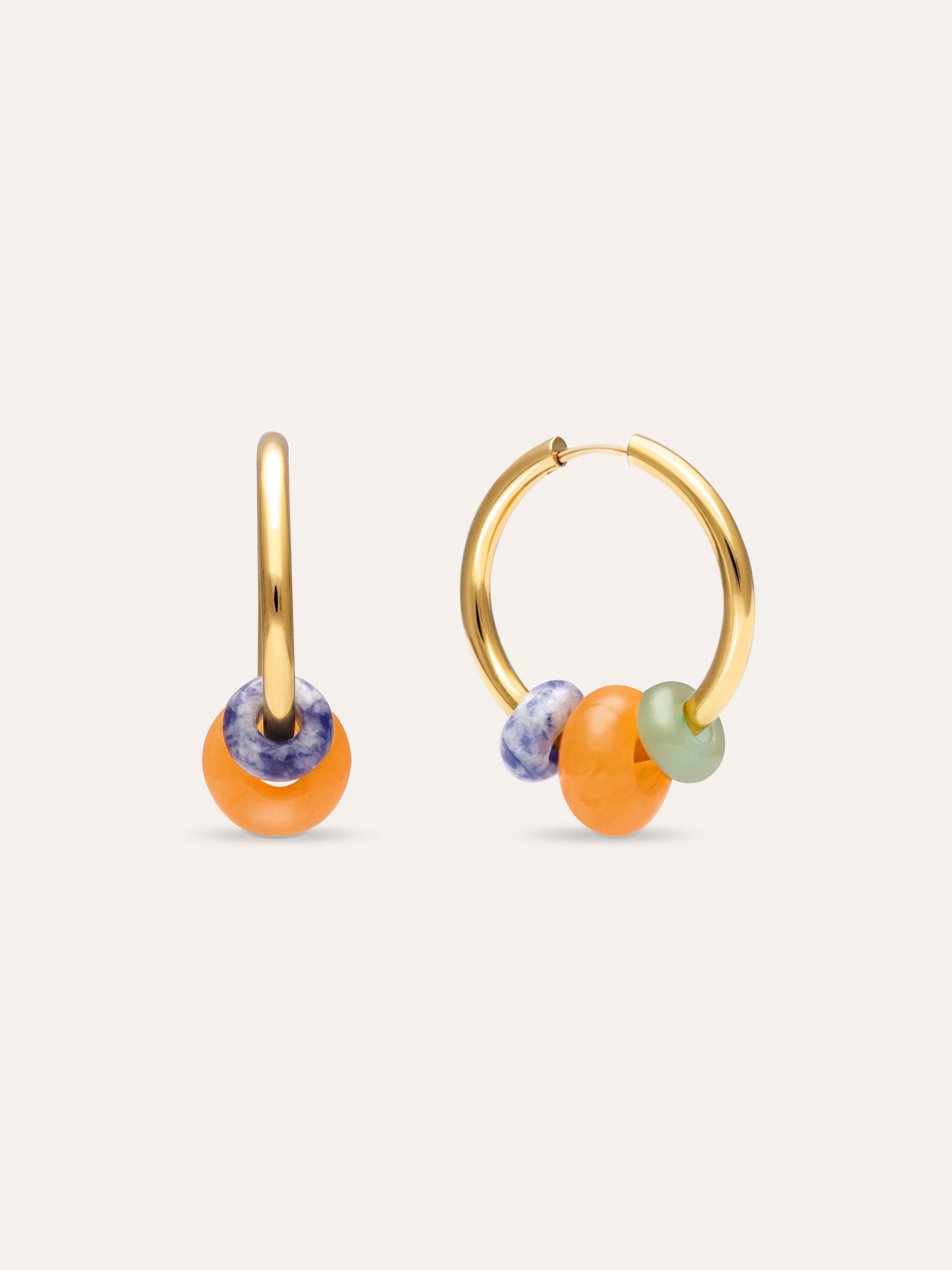 Carmen True Bomb Colors Stainless Steel Gold Hoop Earrings