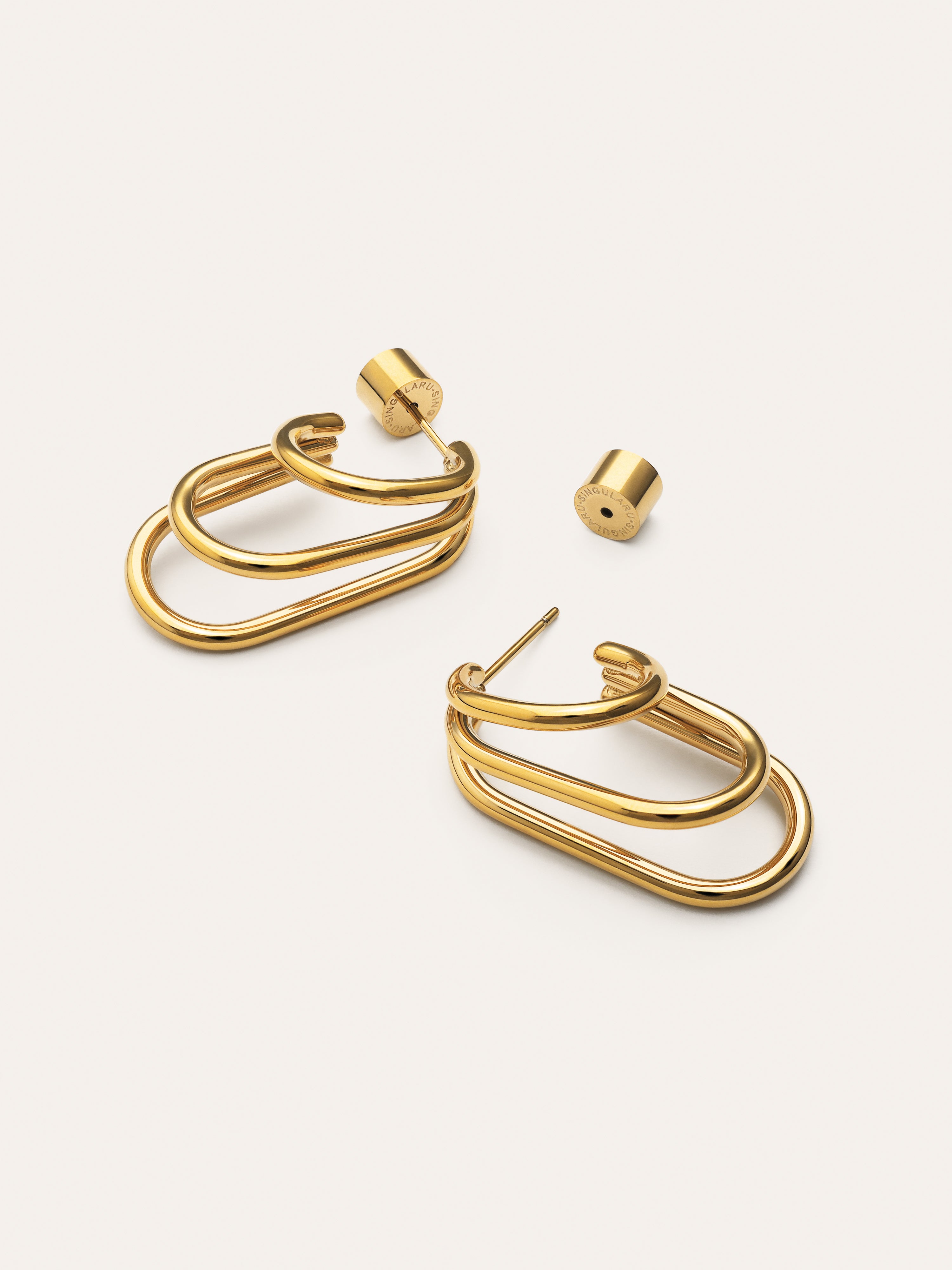 Pendientes Aro Claw Triple Acero Baño Oro