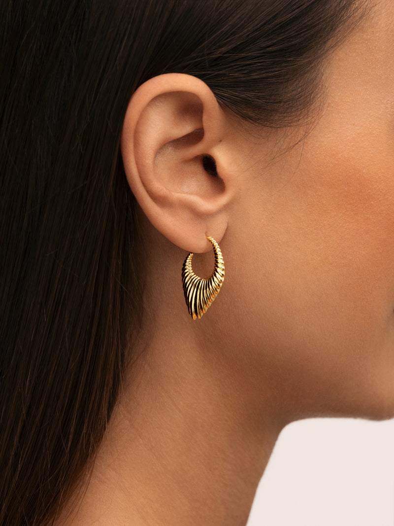 Flat Cordelia Hoop Gold Earrings