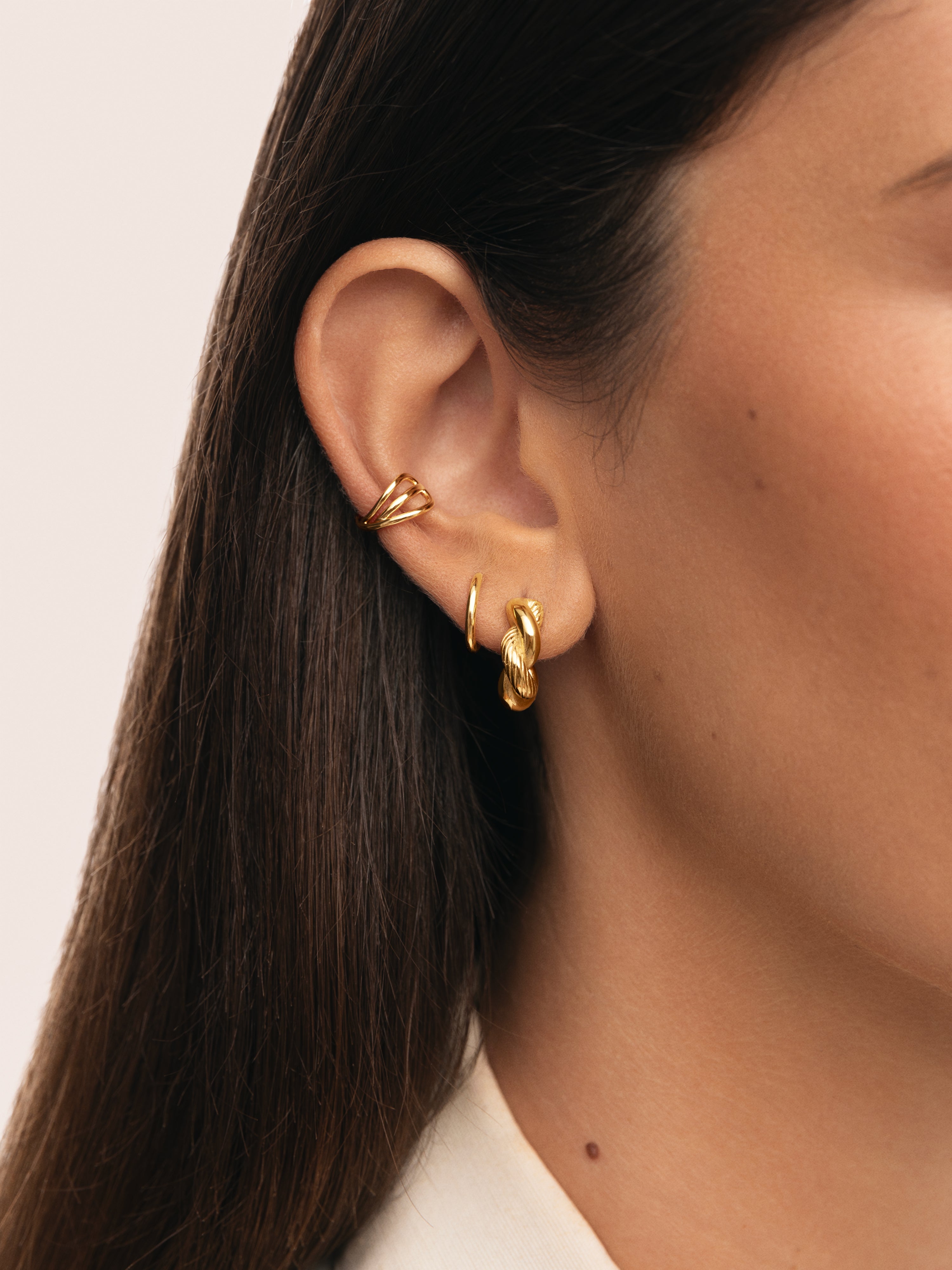 Mini Twist Stainless Steel Gold Hoop Earrings