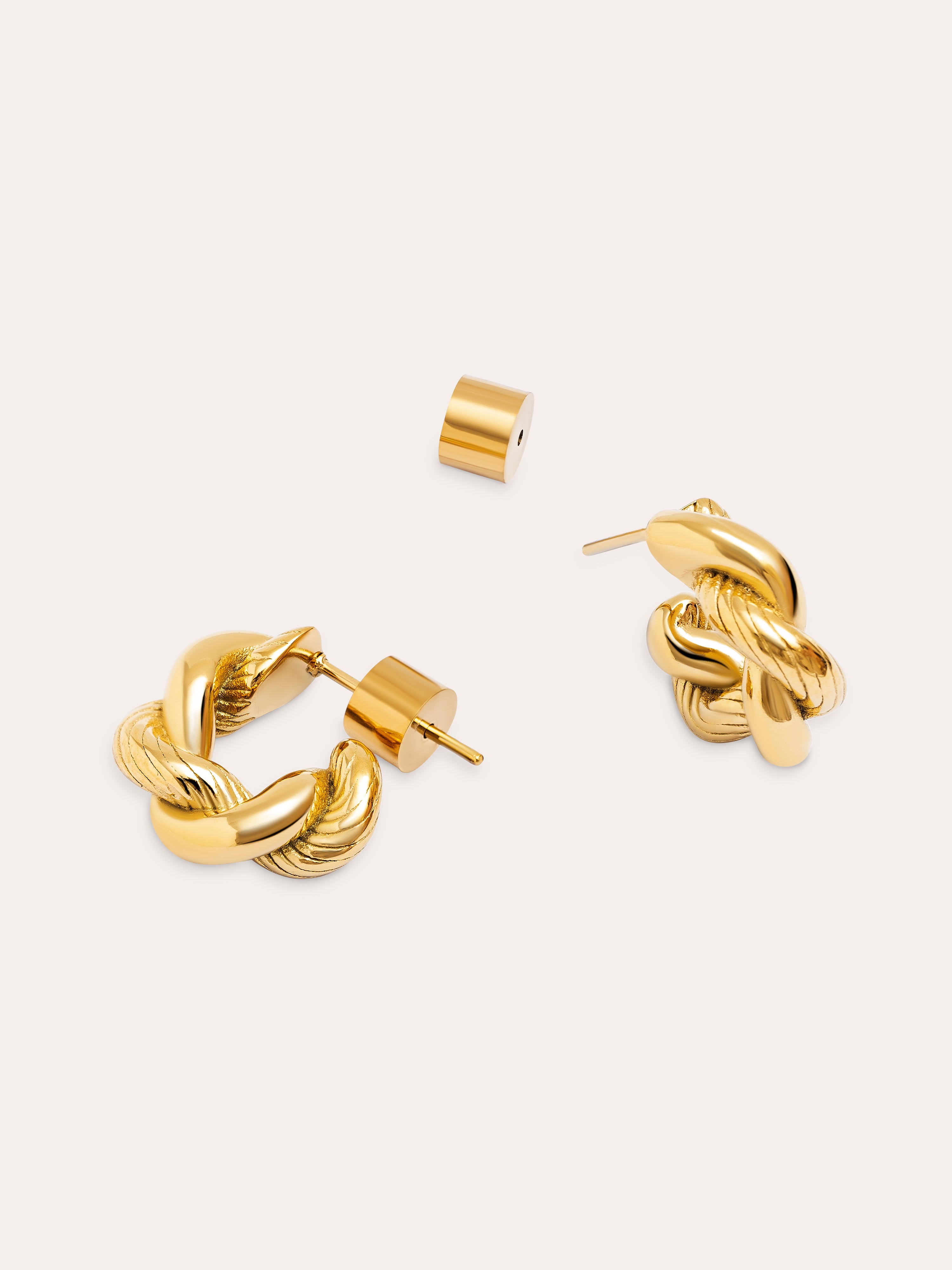 Mini Twist Stainless Steel Gold Hoop Earrings