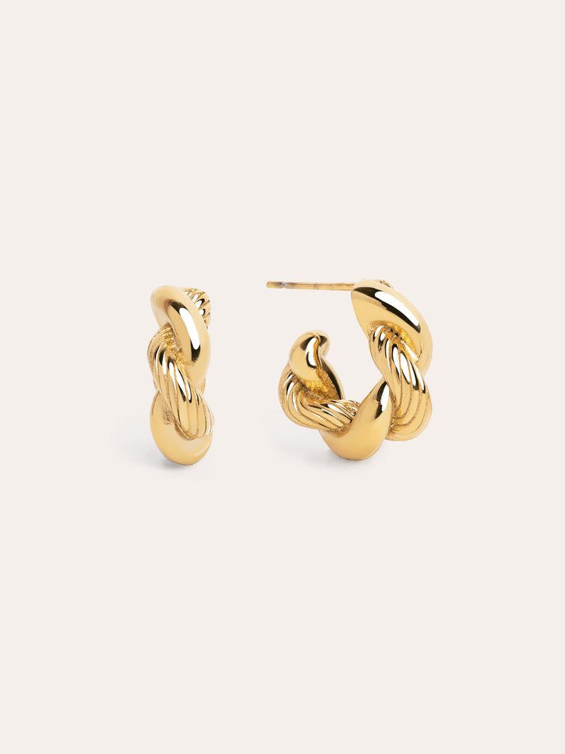 Pendientes Aro Mini Twist Rope Acero Baño Oro