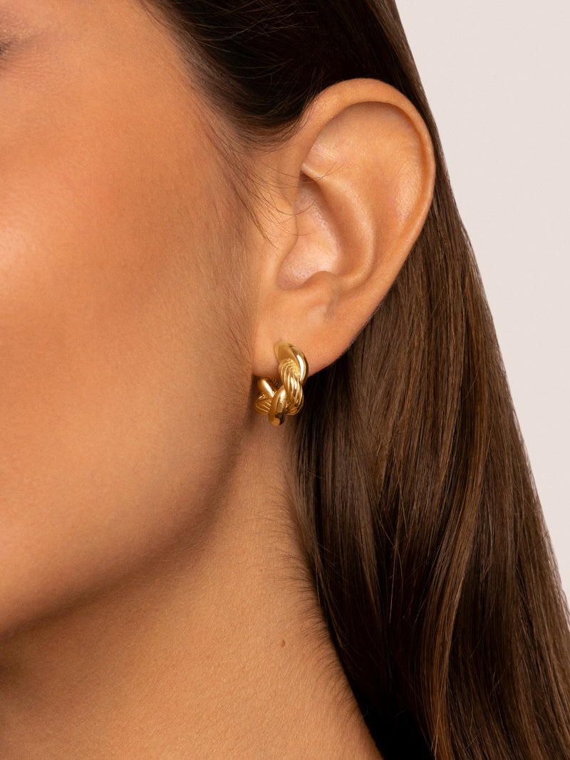 Mini Twist Stainless Steel Gold Hoop Earrings