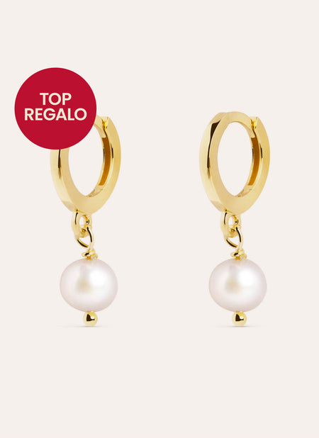 Pendientes Aro Pearl Plata Baño Oro