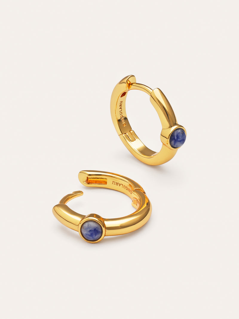 Pendientes Aro Alma Cianita Baño Oro