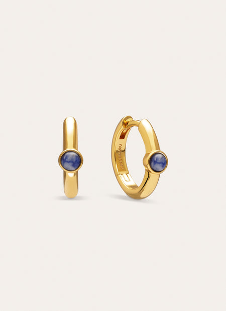 Pendientes Aro Alma Cianita Baño Oro