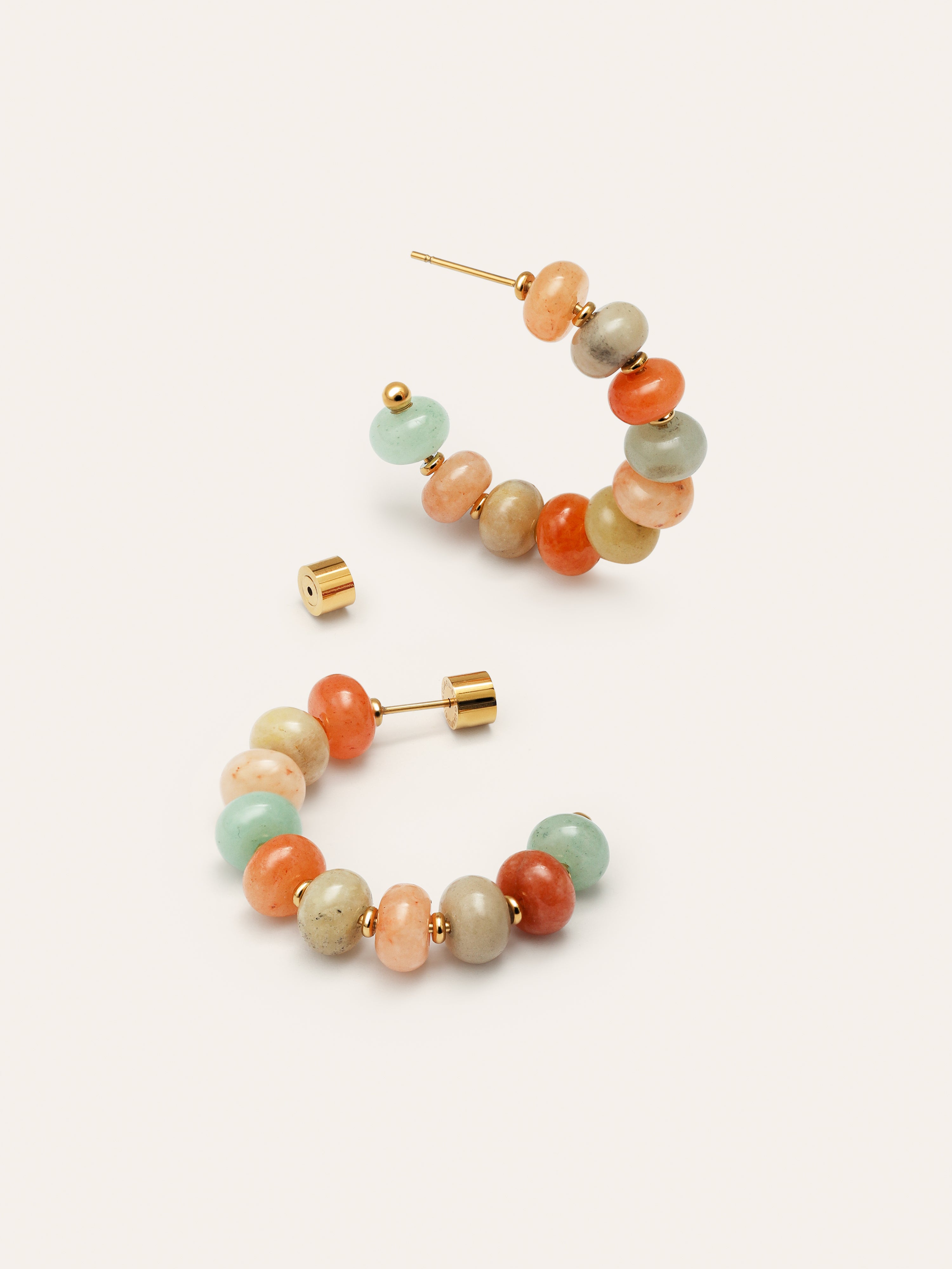 Pendientes Aro Ámbar Stones Acero Baño Oro