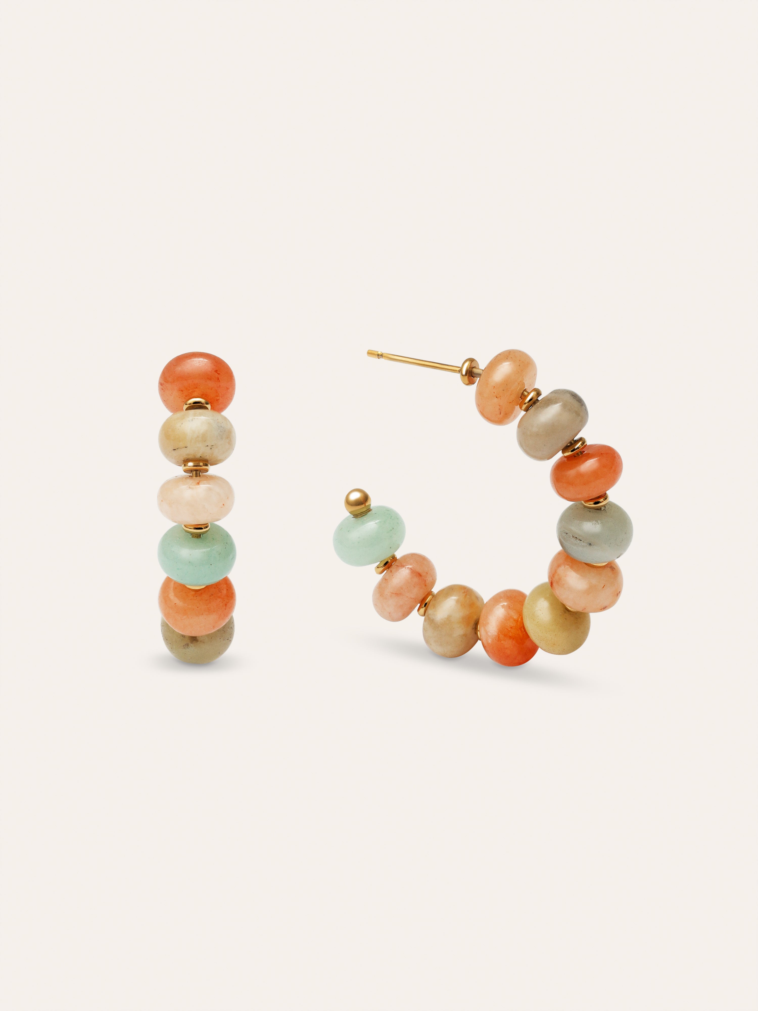 Pendientes Aro Ámbar Stones Acero Baño Oro