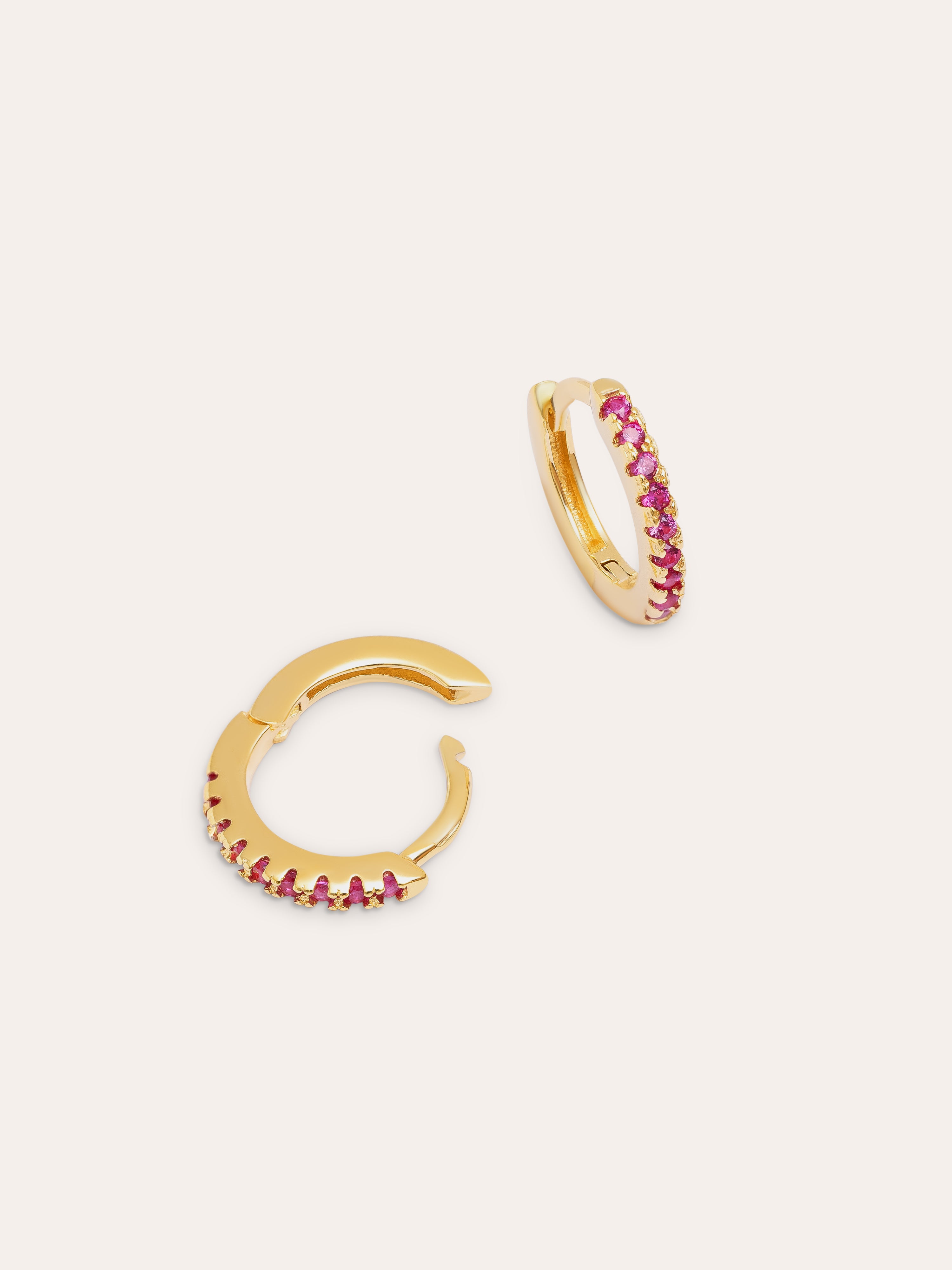 Raspberry Gold Hoop Earrings