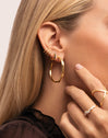 Single Hoop Earring Cleo M Black Gold Plated