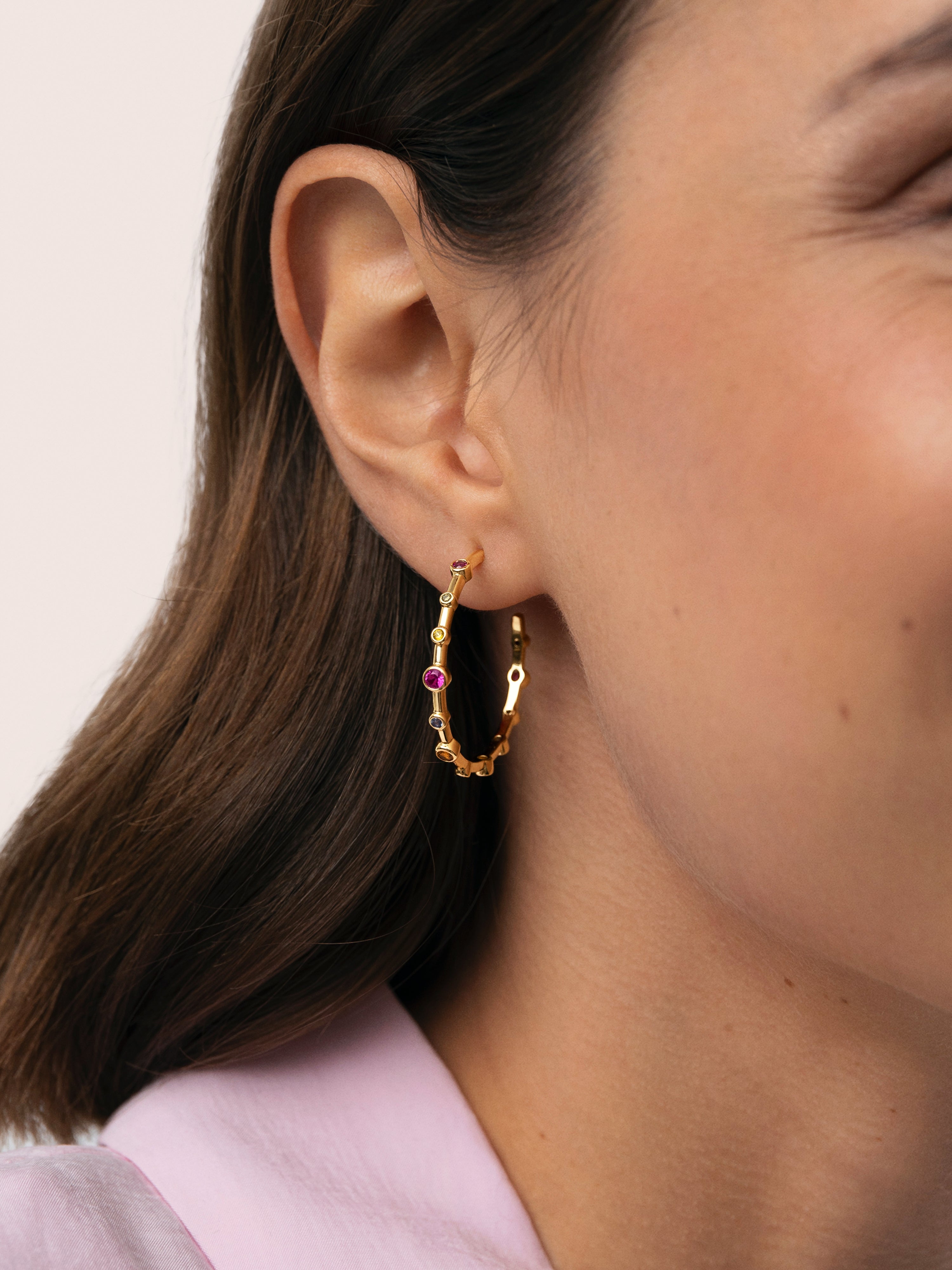  Rainbow Bubbles L Gold Earrings 