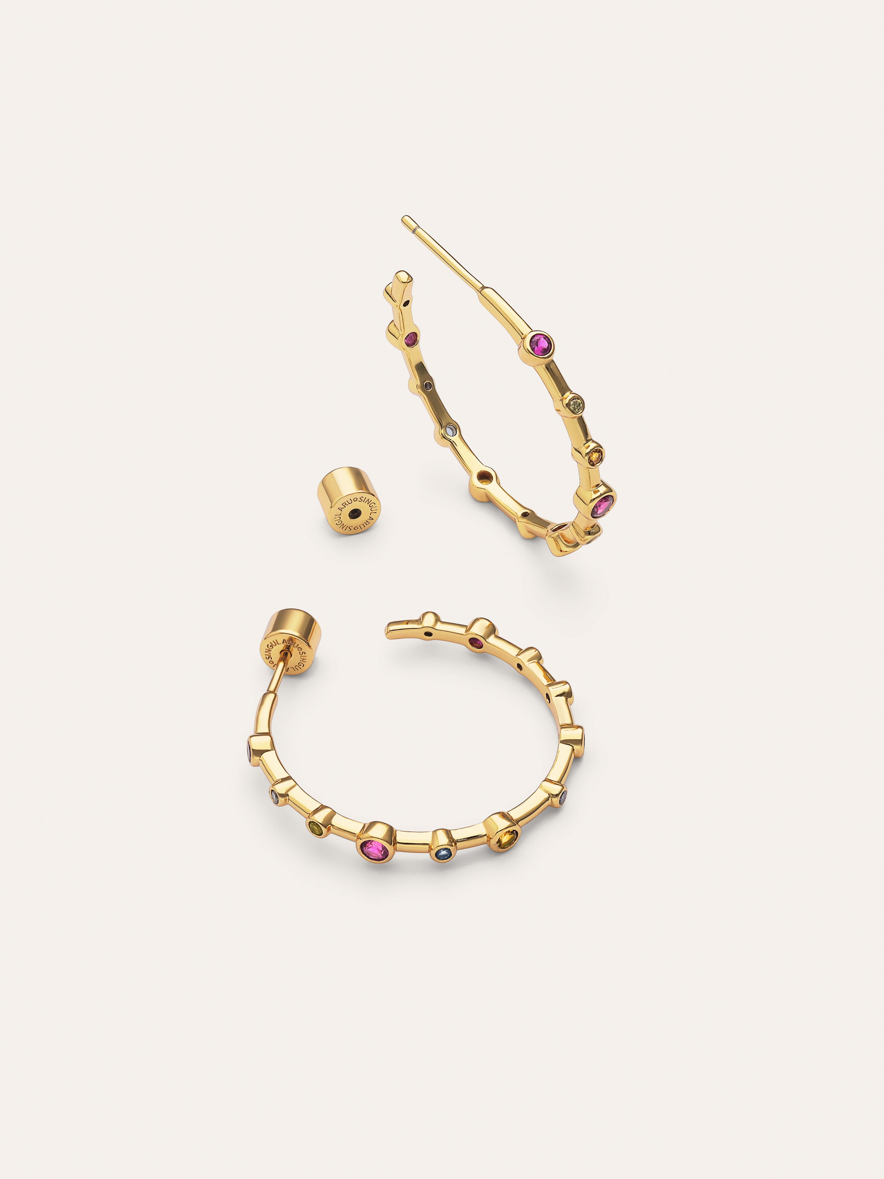  Rainbow Bubbles L Gold Earrings 