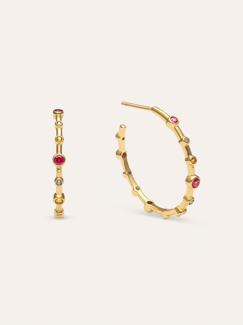  Rainbow Bubbles L Gold Earrings 